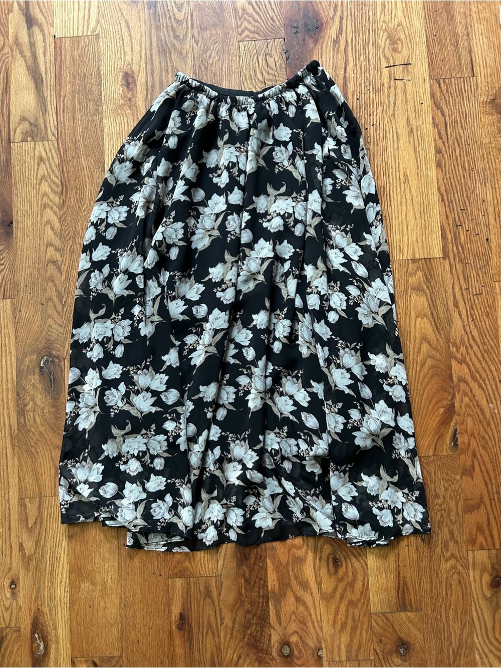 Floral Black and Cream Chiffon Women's Skirt